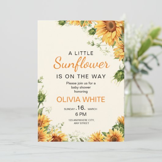 Invitation Baby shower floral, Baby shower Boho (Debout devant)