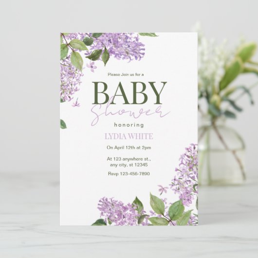 Invitation Baby shower floral Baby shower Boho (Debout devant)