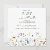 INVITATION BABY SHOWER, FLORAL, BABY SHOWER BOTANIQUE (Devant)