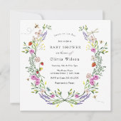 Invitation Baby shower floral Baby to Bee Boho (Devant)
