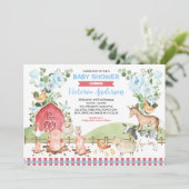 Invitation Baby shower Floral Barnyard Farm Animaux (Debout devant)