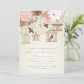 Invitation Baby shower Floral Birdcage (Debout devant)