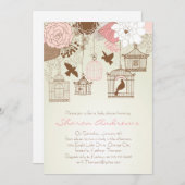 Invitation Baby shower Floral Birdcage (Devant / Derrière)
