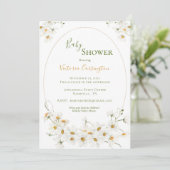 Invitation Baby shower floral blanc (Debout devant)