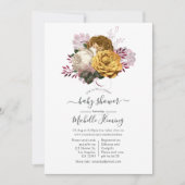 Invitation Baby shower floral blanc de Bourgogne et or (Devant)