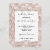 Invitation Baby shower Floral blanc rose Rose (Devant / Derrière)