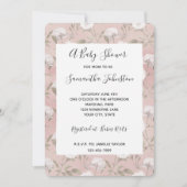 Invitation Baby shower Floral blanc rose Rose (Devant)