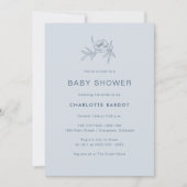 Invitation Baby shower Floral Bleu (Devant)