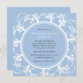 Invitation Baby shower floral (bleu) (Devant / Derrière)
