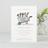 Invitation Baby shower floral bleu cultivé localem (Debout devant)
