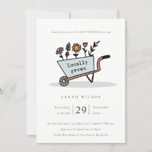 Invitation Baby shower floral bleu cultivé localem