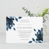 Invitation Baby shower floral bleu et blanc (Debout devant)