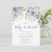 Invitation Baby shower floral bleu et blanc Dusty Brunch (Debout devant)