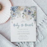 Invitation Baby shower floral bleu et blanc Dusty Brunch<br><div class="desc">Baby shower floral bleu et blanc Dusty Invitation Brunch - Aussi disponible en tant qu'invitation numérique Voir la collection correspondante dans Niche et Nest Store</div>