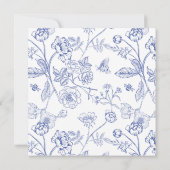 Invitation Baby shower Floral bleu et blanc victorien (Dos)