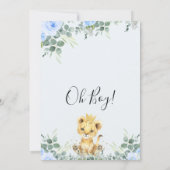 Invitation Baby shower Floral bleu Eucalyptus Lion King (Dos)