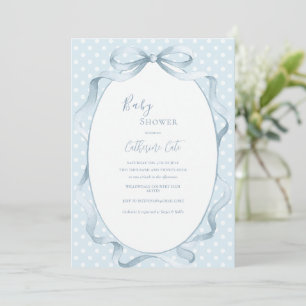 Invitation Baby Shower Floral Bleu Fantaisiste