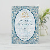 Invitation Baby shower Floral Bleu Marigold William Morris (Debout devant)