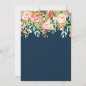 Invitation baby shower floral bleu marine (Dos)