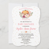 Invitation Baby shower Floral Bleu Petit Citrouille (Devant)