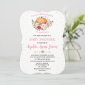 Invitation Baby shower Floral Bleu Petit Citrouille (Debout devant)