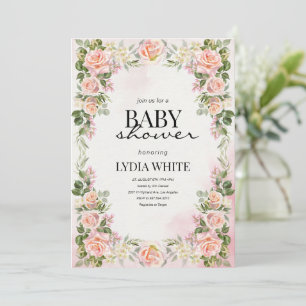 Invitation Baby shower Floral Blush Baby shower fille rose