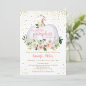 Invitation Baby shower Floral Blush citrouille (Debout devant)