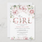Invitation Baby shower floral Blush & Rose Gold (Devant)
