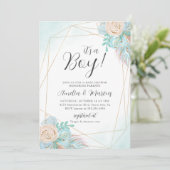 Invitation Baby Shower Floral Bohème (Debout devant)