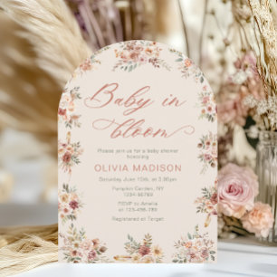 Invitation Baby Shower Floral Bohème Élégant