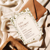 Invitation baby shower floral, bohème vert