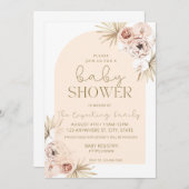 Invitation Baby shower Floral Boho (Devant / Derrière)