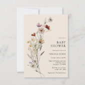 Invitation Baby shower Floral Boho (Devant)
