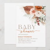 Invitation Baby shower Floral Boho (Devant / Derrière)