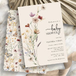 Invitation Baby shower Floral Boho<br><div class="desc">Cette invitation élégante et élégante au baby shower présente de magnifiques fleurs sauvages d'aquarelle peints à la main, disposés comme un joli bouquet et un élégant script de calligraphie, parfait pour les baby showers du printemps, de l'été ou de l'automne. Le dos comprend un motif fantaisiste. Recherchez les éléments correspondants...</div>