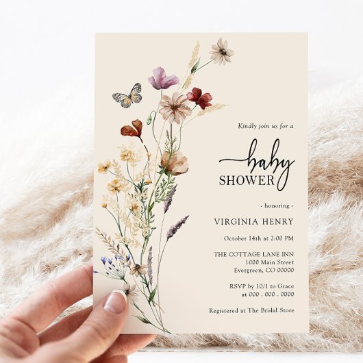 Invitation Baby shower Floral Boho