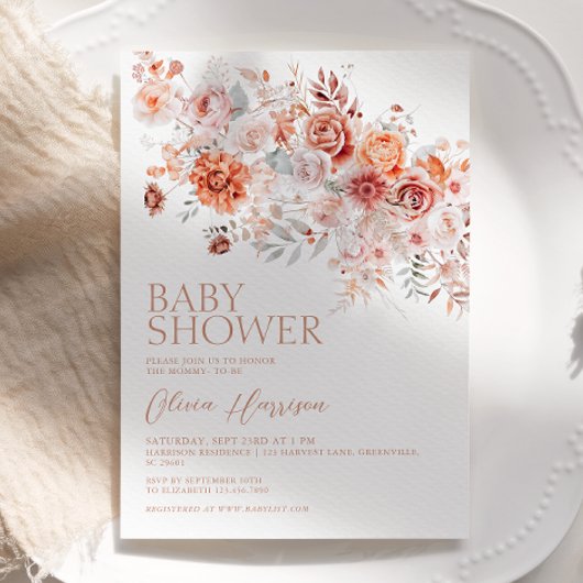 Invitation Baby shower Floral Boho