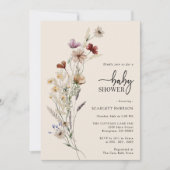 Invitation Baby shower Floral Boho (Devant)