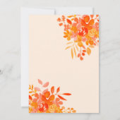 Invitation Baby shower floral boho à cadre ondulé orange chau (Dos)