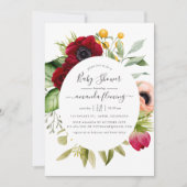 Invitation Baby shower floral Boho aquarelle (Devant)