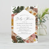 Invitation Baby Shower Floral Boho Automne (Debout devant)
