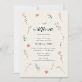 Invitation Baby shower Floral Boho Beige Fleur sauvage minima (Devant)