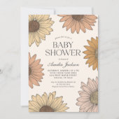 Invitation Baby shower Floral Boho Daisy (Devant)