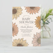 Invitation Baby shower Floral Boho Daisy (Debout devant)