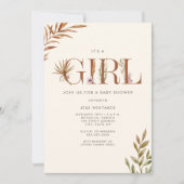 Invitation Baby shower Floral Boho en terre cuite (Devant)