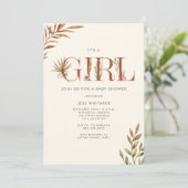 Invitation Baby shower Floral Boho en terre cuite (Debout devant)