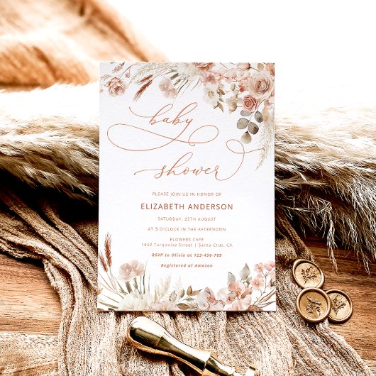 Invitation Baby shower floral Boho Fall