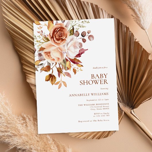Invitation Baby shower floral Boho Fall