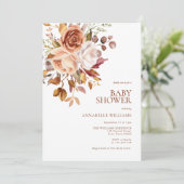 Invitation Baby shower floral Boho Fall (Debout devant)