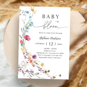 Invitation Baby Shower Floral Boho Fleur Sauvage
